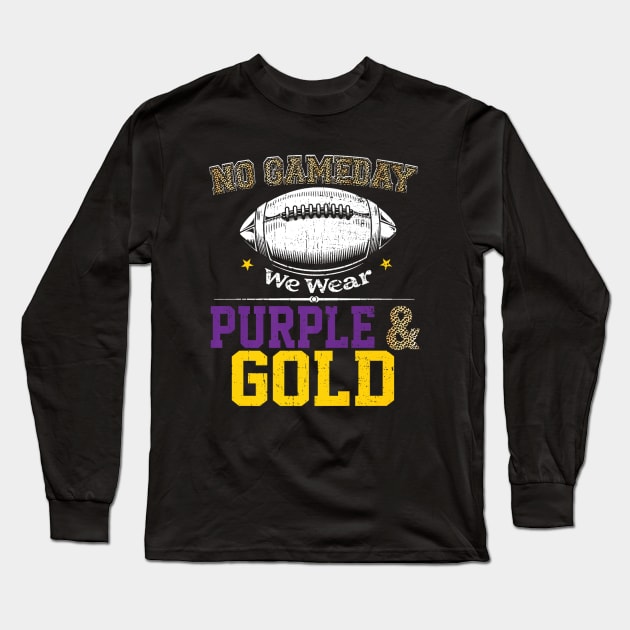 On Gameday Football We Wear Purple And Gold Leopard Long Sleeve T-Shirt by DesignHND